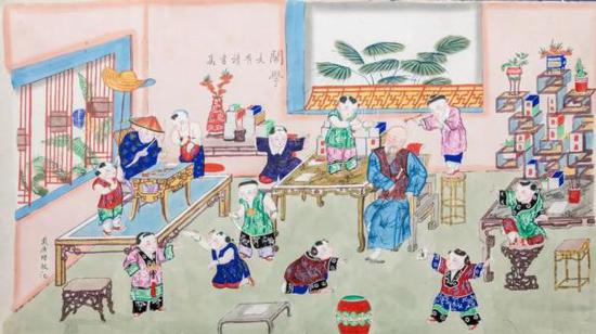 《闹学童图》 清（1644—1911）首都博物馆藏