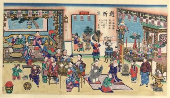 《过新年》（年画）清 （1644—1911）首都博物馆