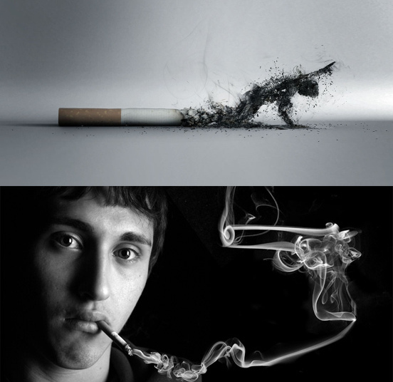 由于香烟对人体健康危害巨大，全世界一直在不遗余力地推出各色控烟海报，开展控烟行动。  图：thedesigninspiration.com